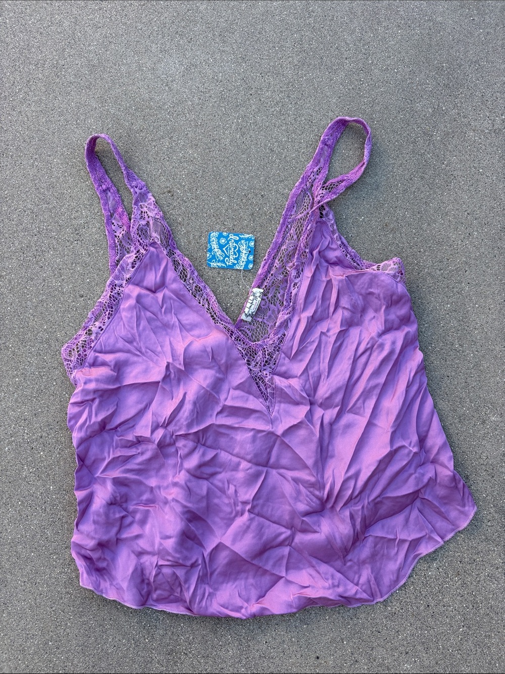 Free People Purple Lace Trim V-Neck Cami